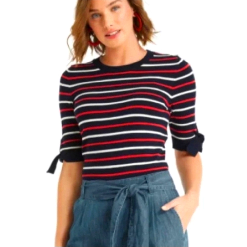 Draper James Navy, White Red Striped Sweater
